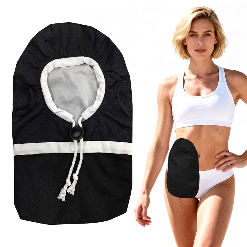 Stoma Bag Covers,Washable Ostomy Bag Covers,Reusable Waterproof Colostomy Bag Covers with Odor Control,Waterproof Ostomy Bag Shower Cover,Universal Fit for Ileostomy/Urostomy (Black)